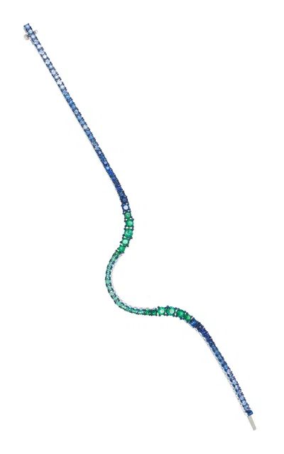 Marie Mas 18k White Gold Emerald; And Sapphire Bracelet In Green