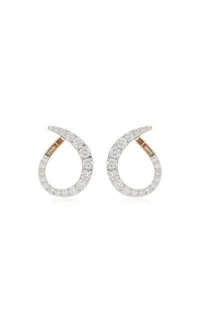 Marie Mas Grand Radiant 18k Rose Gold Diamond Hoop Earrings In White