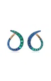 Marie Mas Grand Radiant 18k Rose Gold Emerald And Sapphire Hoop Earrings In Blue