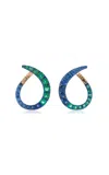 Marie Mas Grand Radiant 18k Rose Gold Emerald And Sapphire Hoop Earrings In Multi