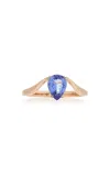 Marie Mas Halo 18k Rose Gold Tanzanite Ring In Blue