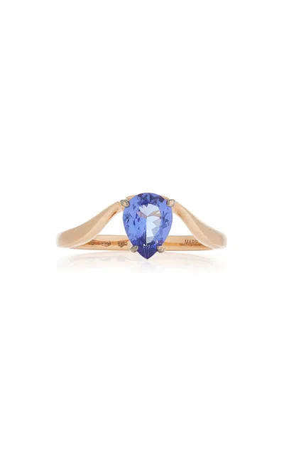 Marie Mas Halo 18k Rose Gold Tanzanite Ring In Blue