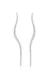 Marie Mas Long Halo 18k White Gold Diamond Earrings