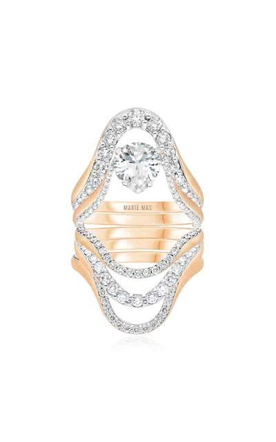Marie Mas Set-of-five 18k Rose Gold Diamond Rings In Pink