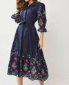 MARIE MERCIÉ MORGANA DRESS WITH EMBROIDERY IN NAVY