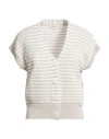 Marie Méro Woman Cardigan Light Grey Size 14 Cotton, Polyamide In Neutral