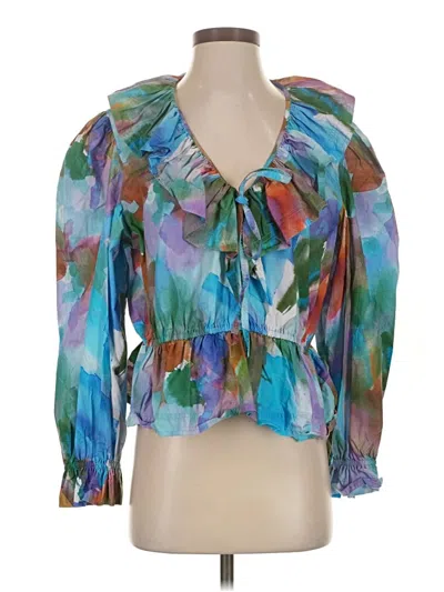 Pre-owned Marie Oliver 3/4 Sleeve Blouse In Blue