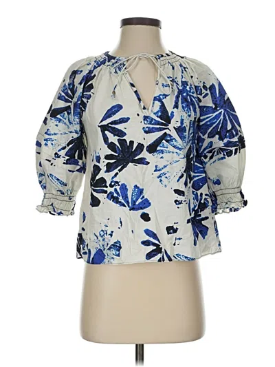 Pre-owned Marie Oliver 3/4 Sleeve Blouse In Blue
