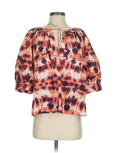 Pre-owned Marie Oliver 3/4 Sleeve Blouse In Orange
