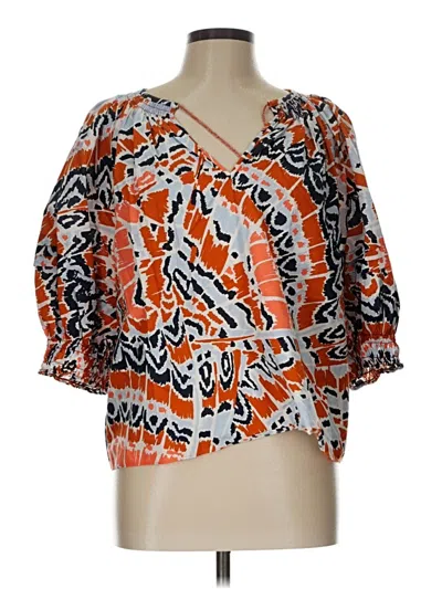 Pre-owned Marie Oliver 3/4 Sleeve Blouse In Orange