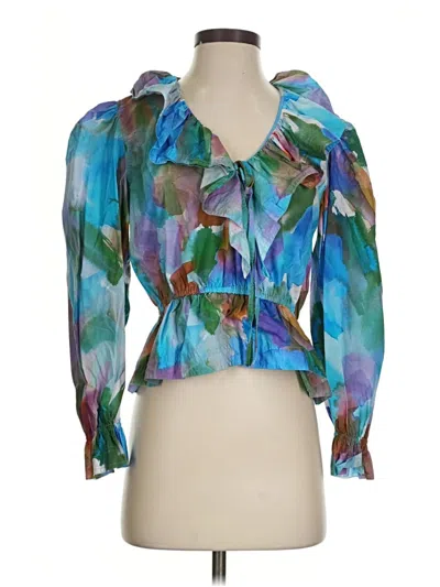 Pre-owned Marie Oliver 3/4 Sleeve Blouse In Teal