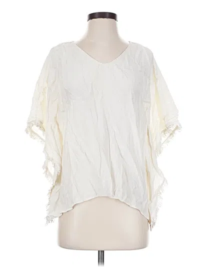 Pre-owned Marie Oliver 3/4 Sleeve Silk Top Ivory Plunge Neckline Tops