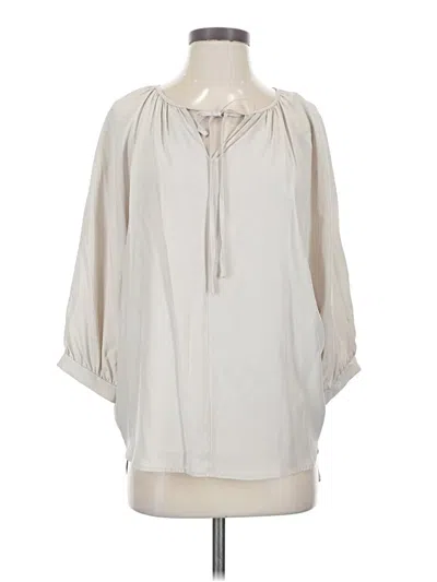 Pre-owned Marie Oliver 3/4 Sleeve Silk Top Ivory Tie Neck Tops