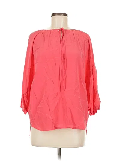 Pre-owned Marie Oliver 3/4 Sleeve Silk Top Red Cold Shoulder Neckline Tops