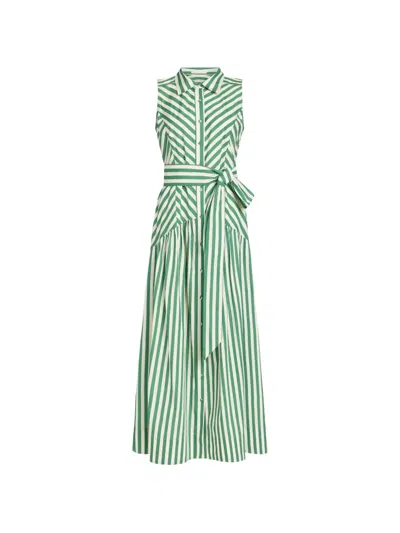 Marie Oliver Adalyn Striped Cotton Midi Dress In Green