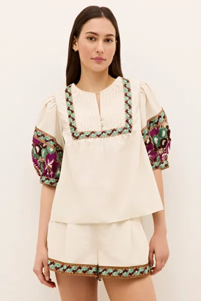 Marie Oliver Adina Top In White In Multi