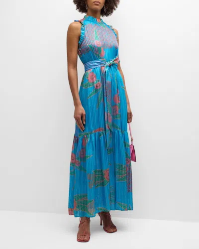 Marie Oliver Alice Floral Print Maxi Dress With Ruffle Trim In Peacock