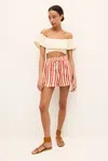 Marie Oliver Ana Tierra Stripe Shorts In Rust And Cream