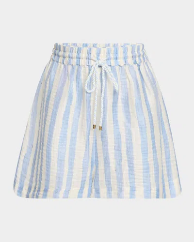 Marie Oliver Ana Striped Wide-leg Beach Shorts
