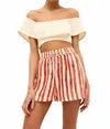 Marie Oliver Ana Tierra Stripe Shorts In Rust And Cream In Red