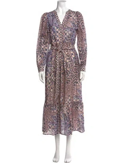 Pre-owned Marie Oliver Animal Print Long Dress In Purple