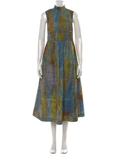 Pre-owned Marie Oliver Animal Print Midi Length Dress In Black