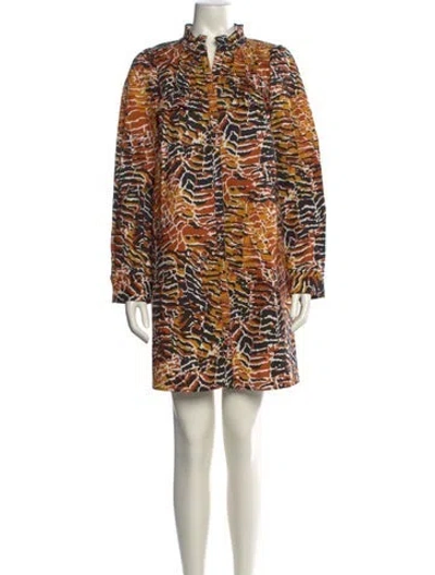 Pre-owned Marie Oliver Animal Print Mini Dress In Orange