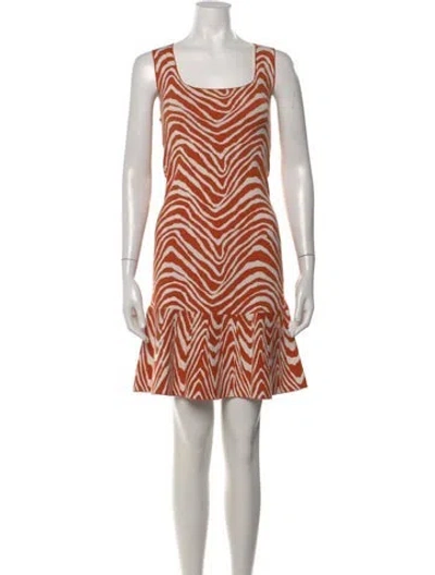 Pre-owned Marie Oliver Animal Print Mini Dress In Orange