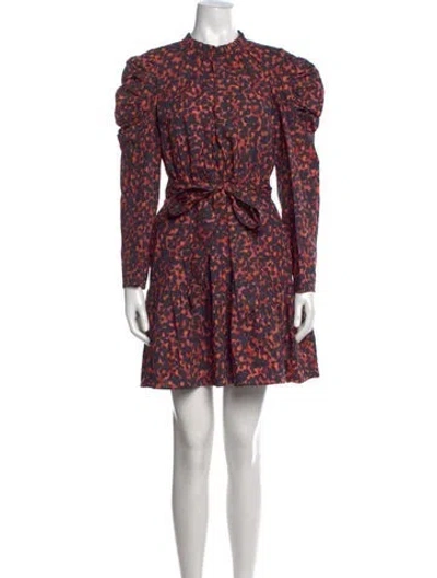 Pre-owned Marie Oliver Animal Print Mini Dress In Orange