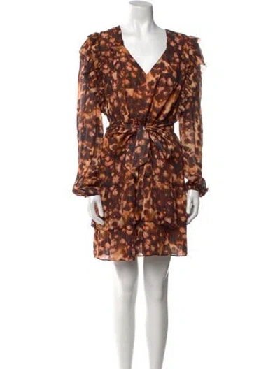 Pre-owned Marie Oliver Animal Print Mini Dress In Red