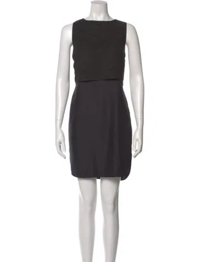Pre-owned Marie Oliver Bateau Neckline Mini Dress In Gray