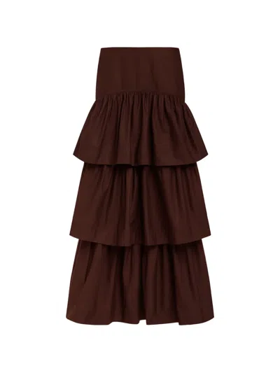 Marie Oliver Baylor Tiered Maxi Skirt In Brown