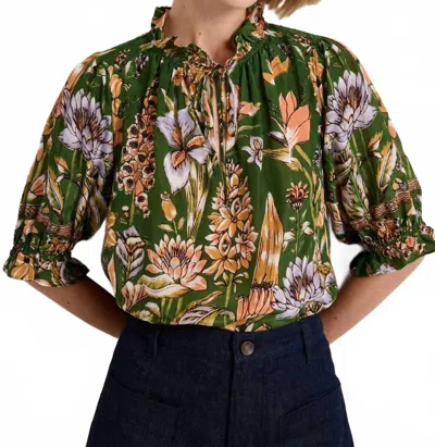 Marie Oliver Billie Blouse With Collar Ruffle In Greenhouse