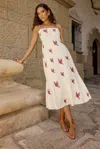 Marie Oliver Birdie Flounce Midi Dress In Neutral