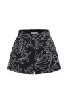 Marie Oliver Blanche Wide-leg Embroidered Linen Shorts In Black