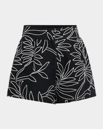Marie Oliver Blanche Wide-leg Embroidered Linen Shorts In Wildflower