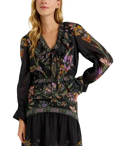 Marie Oliver Blythe Ruffled Peplum Hem Top In Black