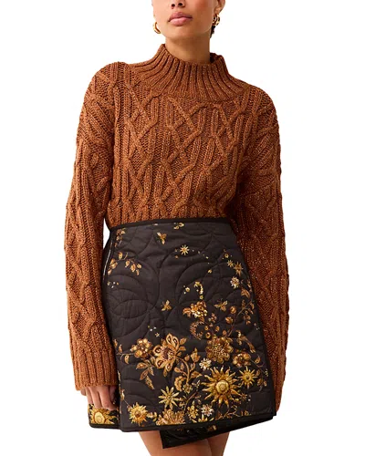 Marie Oliver Cecile Cable Knit Sweater In Brown