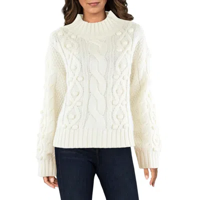Marie Oliver Cecile Womens Ribbed Cable Knit Pullover Sweater In White