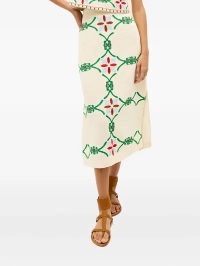 Marie Oliver Chandler Skirt In Trellis In White