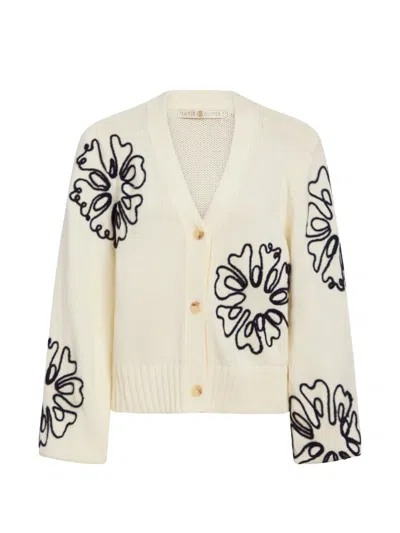 Marie Oliver Charlie Floral Cardigan In Neutral