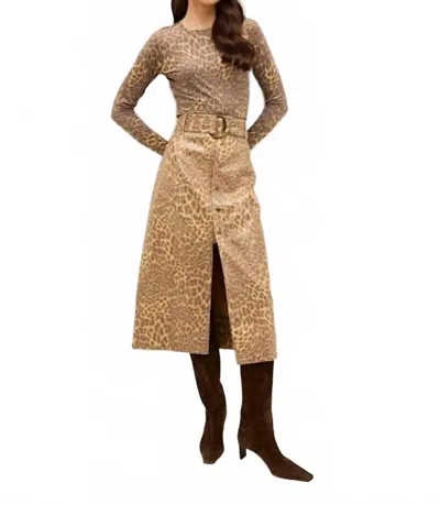 Marie Oliver Chelsea Midi Skirt In Leopard In Multi