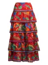 Marie Oliver Christie Floral-print Maxi Skirt In Red