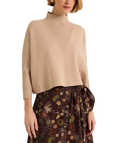 Marie Oliver Claudie Mock Neck Crop Top In Brown