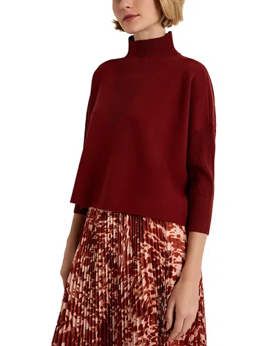Marie Oliver Claudie Mock Neck Loose Fit Sweater In Red