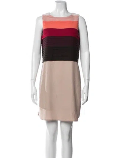 Pre-owned Marie Oliver Colorblock Pattern Mini Dress In Neutral