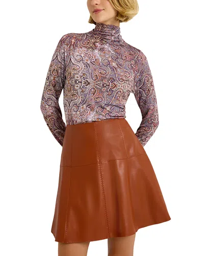 Marie Oliver Crawford Paneled Faux Leather Skirt In Multi