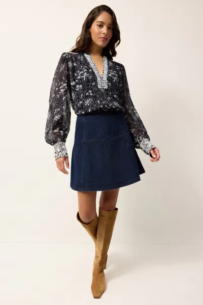 Marie Oliver Crawford Mini Skirt In Dark Wash In Blue