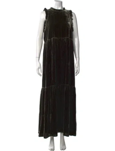 Pre-owned Marie Oliver Crew Neck Long Dress In Black