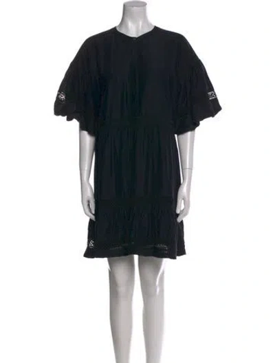 Pre-owned Marie Oliver Crew Neck Mini Dress In Black